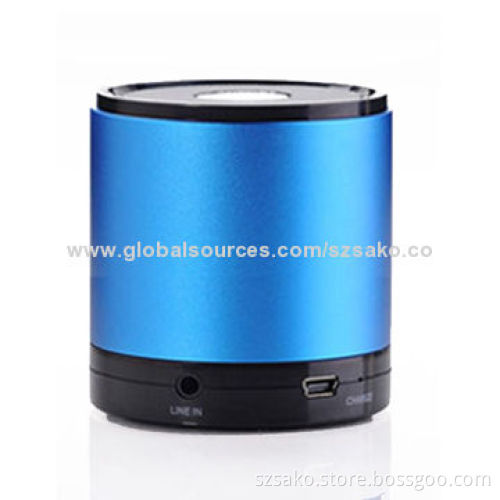 Bluetooth Round Mini Speaker, 3.5mm Audio input USB Charging Port for iPad, Android Devices/Samsung